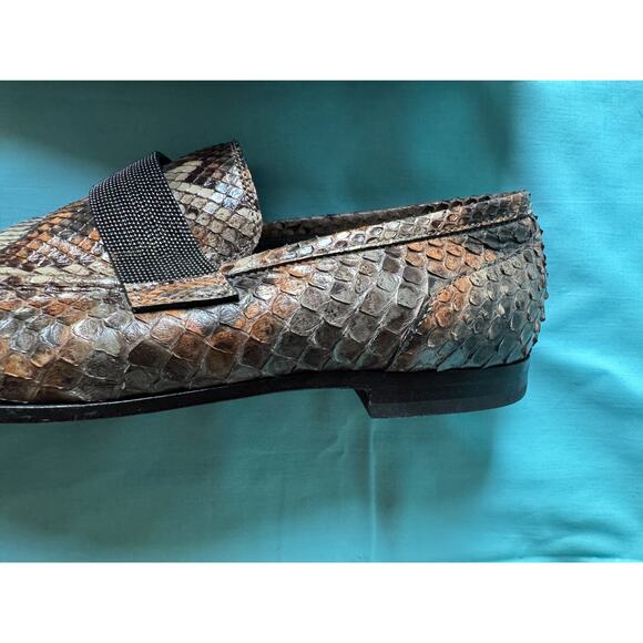 Brunello Cucinelli Python Loafers with Monili Strap, Women's size 38 - Picture 10 of 11